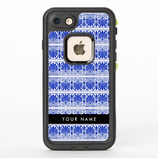 ギリシャ柄アラベスク ブルー 名前入り 名前 名前刺繍 LifeProof iPhoneケース (裏面)