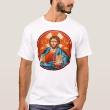 ギリシャ正教のイエス・キリスト壁画のTシャツ