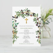 ギリシャ正教の洗礼式 オリーブの木のアーチ 招待状 (スタンド正面)