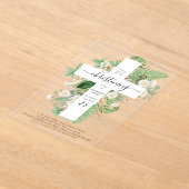 ギリシャ正教会バプテスマ《キリスト教》洗礼式や命名式クロス緑 アクリル招待状 (レイダウン)