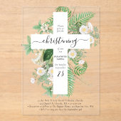 ギリシャ正教会バプテスマ《キリスト教》洗礼式や命名式クロス緑 アクリル招待状 (正面)