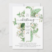 ギリシャ正教会バプテスマ《キリスト教》洗礼式や命名式クロス緑 招待状 (正面)