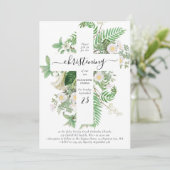 ギリシャ正教会バプテスマ《キリスト教》洗礼式や命名式クロス緑 招待状 (スタンド正面)