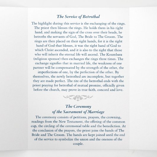 ギリシャ正教 三つ折り 結婚式プログラム (内部中)
