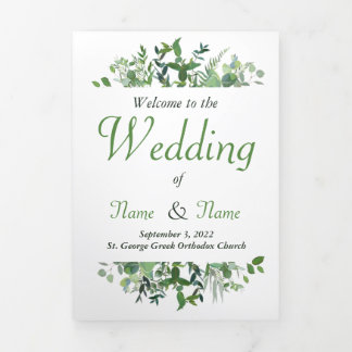 ギリシャ正統結婚式 プログラム3つ折 三つ折り招待状