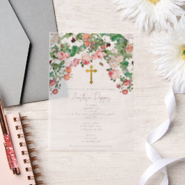 ギリシャ正統《キリスト教》洗礼式や命名式バプティスガール ベラム紙招待状