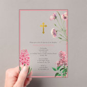 ギリシャ正統《キリスト教》洗礼式や命名式バプティスピンクフローラ アクリル招待状 (インサイチュ (ポータブル))