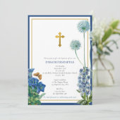ギリシャ正統《キリスト教》洗礼式や命名式バプティスボーイブルーフローラ 招待状 (スタンド正面)