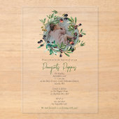 ギリシャ正統《キリスト教》洗礼式や命名式バプテスオリーブ写真 アクリル招待状 (正面)