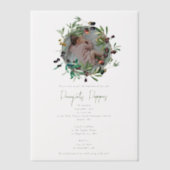 ギリシャ正統《キリスト教》洗礼式や命名式バプテスオリーブ写真 ベラム紙招待状 (正面)