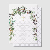 ギリシャ正統《キリスト教》洗礼式や命名式バプテスオリーブArch ベラム紙招待状 (オフセット (招待状))