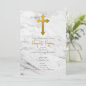ギリシャ正統《キリスト教》洗礼式や命名式バプテスゴールデンマーブル 招待状 (スタンド正面)