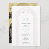 ギリシャ正統《キリスト教》洗礼式や命名式バプテスピンクギリシャ鍵 招待状 (正面/裏面)