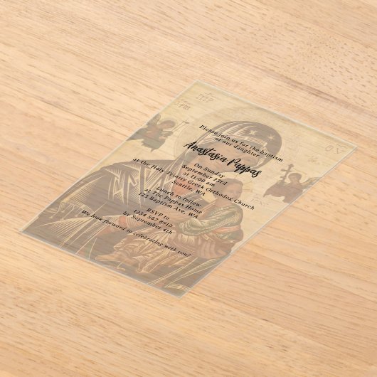 ギリシャ正統《キリスト教》洗礼式や命名式バプテスマ不透明アイコン アクリル招待状 (レイダウン)