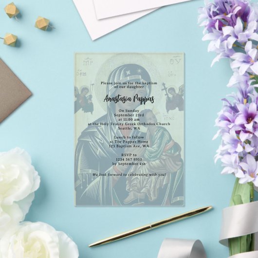 ギリシャ正統《キリスト教》洗礼式や命名式バプテスマ不透明アイコン アクリル招待状 (インサイチュ (ウェディング))