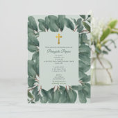 ギリシャ正統《キリスト教》洗礼式や命名式バプテスマ緑 招待状 (スタンド正面)