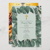 ギリシャ正統《キリスト教》洗礼式や命名式バプテスマ緑 招待状 (正面/裏面)
