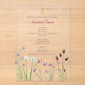 ギリシャ正統《キリスト教》洗礼式や命名式バプテスムガールワイルドフラワー アクリル招待状 (正面)