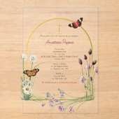 ギリシャ正統《キリスト教》洗礼式や命名式バプテスムガールワイルドフラワー アクリル招待状 (正面)