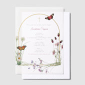 ギリシャ正統《キリスト教》洗礼式や命名式バプテスムガールワイルドフラワー ベラム紙招待状 (オフセット)
