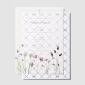 ギリシャ正統《キリスト教》洗礼式や命名式バプテスムガールワイルドフラワー ベラム紙招待状 (オフセット (招待状))