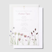 ギリシャ正統《キリスト教》洗礼式や命名式バプテスムガールワイルドフラワー ベラム紙招待状 (オフセット)