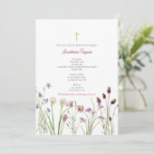 ギリシャ正統《キリスト教》洗礼式や命名式バプテスムガールワイルドフラワー 招待状 (スタンド正面)