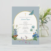 ギリシャ正統《キリスト教》洗礼式や命名式バプテスムブルーワイルドフラワー 招待状 (スタンド正面)