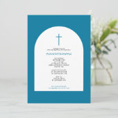 ギリシャ正統《キリスト教》洗礼式や命名式バプテスムボーイブルーアーチ 招待状 (スタンド正面)