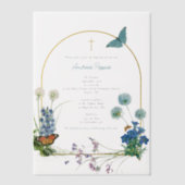 ギリシャ正統《キリスト教》洗礼式や命名式バプテスムボーイワイルドフラワー ベラム紙招待状 (正面)