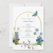 ギリシャ正統《キリスト教》洗礼式や命名式バプテスムボーイワイルドフラワー 招待状 (正面)