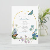 ギリシャ正統《キリスト教》洗礼式や命名式バプテスムボーイワイルドフラワー 招待状 (スタンド正面)