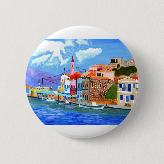 ギリシャ沿岸 缶バッジ (正面)