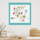 ギリシャ活動の地図 ポスター (キッチン)