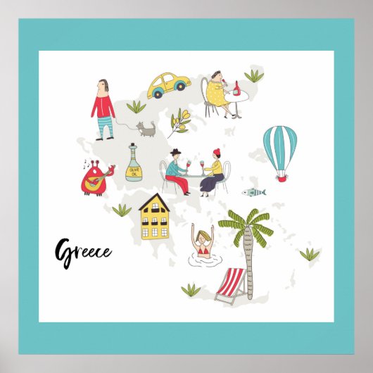 ギリシャ活動の地図 ポスター (正面)