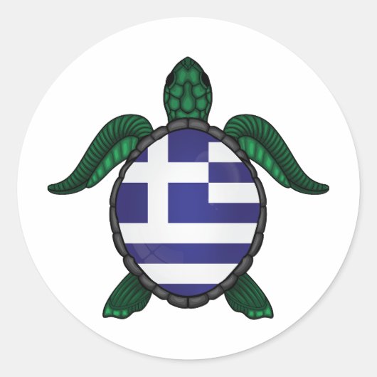 ギリシャ海亀の国旗 ラウンドシール (正面)
