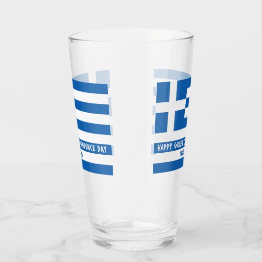 ギリシャ独立記念日のギリシャ国旗 タンブラーグラス (右)