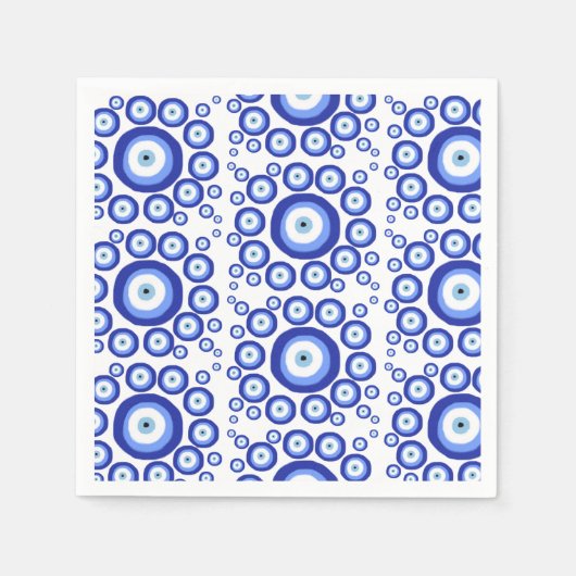 ギリシャ目の幸運のシンボルパターン スタンダードカクテルナプキン (正面)