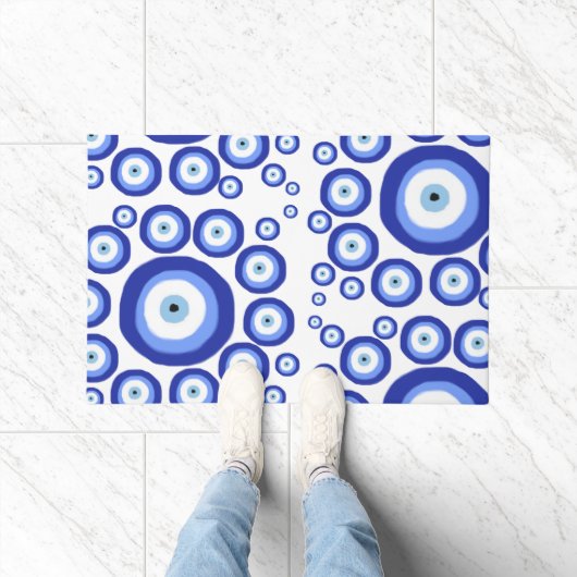 ギリシャ目の幸運のシンボルパターン ドアマット (室内)