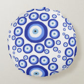ギリシャ目の幸運のシンボルパターン ラウンドクッション (裏面)