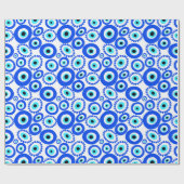ギリシャ目の青い白のパターン ラッピングペーパー (フラット)