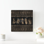 ギリシャ神々と蛇行鍵オーナメント スクエア壁時計 (ホーム)