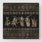 ギリシャ神々と蛇行鍵オーナメント スクエア壁時計 (正面)