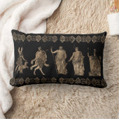 ギリシャ神々と蛇行鍵オーナメント ランバークッション (ブランケット)