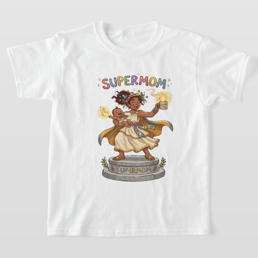 ギリシャ神話の女神スーパーママ Tシャツ (レイダウン)