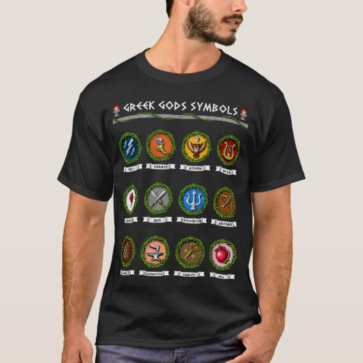 ギリシャ神話の神々とシンボル Tシャツ (正面)