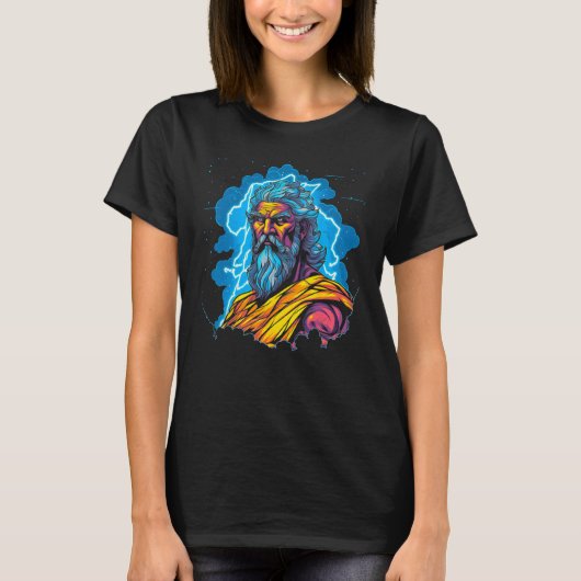 ギリシャ神話の神々の王ゼウス Tシャツ (正面)