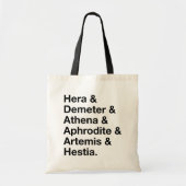 ギリシャ神話の12の神々の名前スタック トートバッグ (正面)