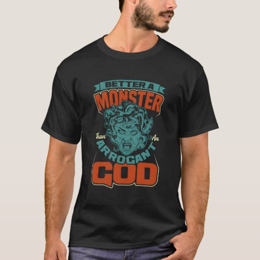 ギリシャ神話よりモンスターメドゥーサの女性 Tシャツ (正面)