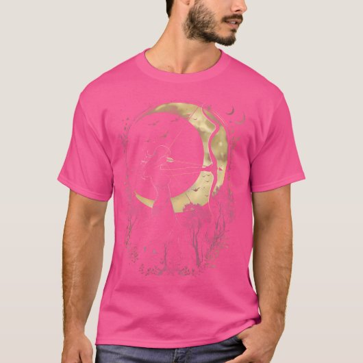 ギリシャ神話アルテミス弓矢の月 Tシャツ (正面)